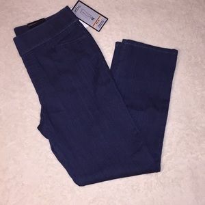Blue jean straight leg pants with comfort waist